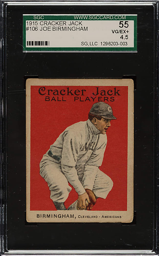1915 E145 Cracker Jack #106 Joe Birmingham SGC VG/EX+ 55