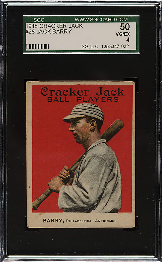 1915 E145 Cracker Jack #28 Jack Barry SGC VG/EX 50