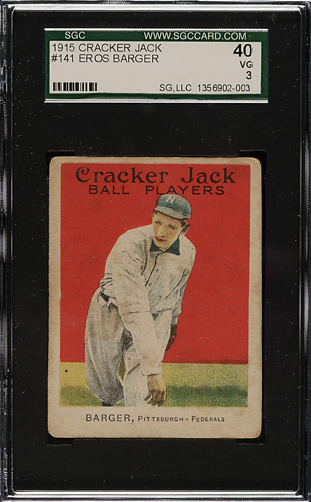 1915 E145 Cracker Jack #141 Cy Barger SGC VG 40