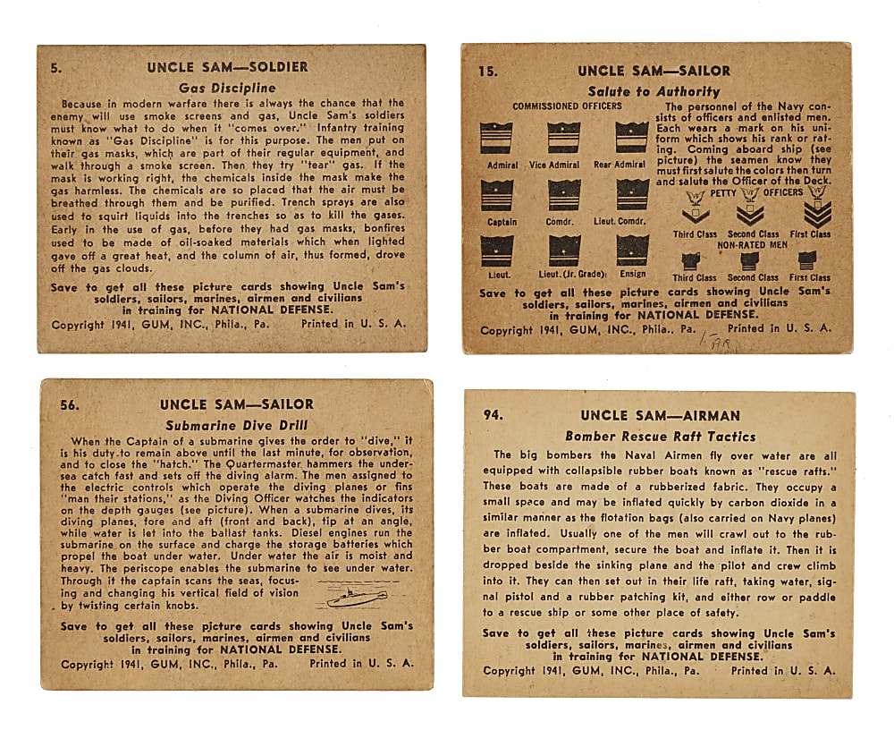 1941 R157 Gum, Inc. Uncle Sam Complete Set (96)