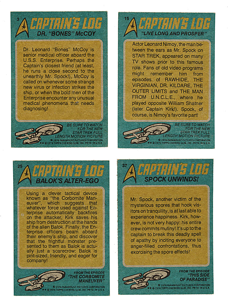 1976 Topps "Star Trek" Complete and Near-Complete Set (2 Sets, 152 Cards)