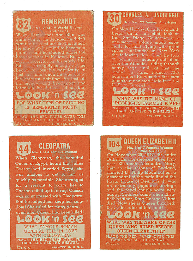 1952 Topps "Look 'n See" Near-Complete Set (132/135)