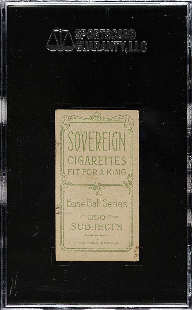 1909-1911 T206 White Border Fred Snodgrass Catching SGC VG/EX+ 55 - Sovereign 350 Back