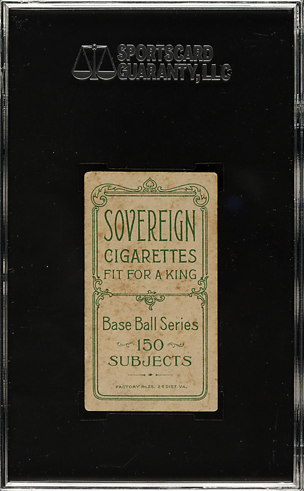 1909-1911 T206 White Border Nap Rucker Portrait SGC VG/EX+ 55 - Sovereign 150 Back