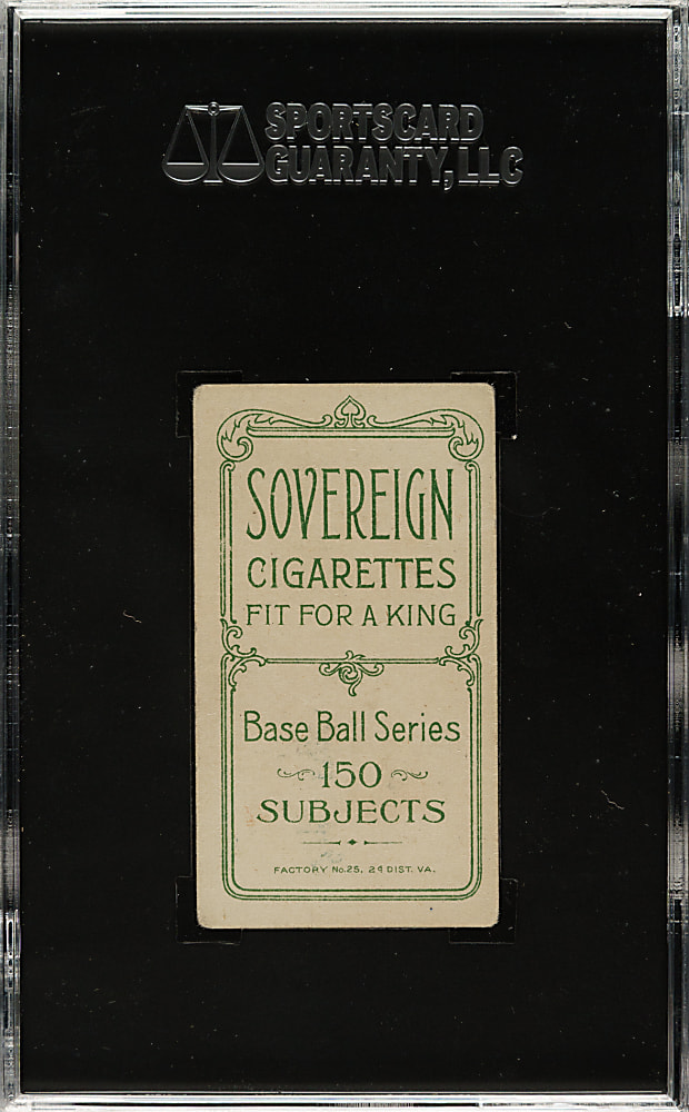 1909-1911 T206 White Border Jim Delehanty SGC GOOD+ 35 - Sovereign 150 Back