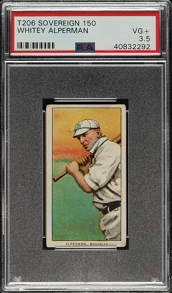 1909-1911 T206 White Border Whitey Alperman PSA VG+ 3.5 - Sovereign 150 Back