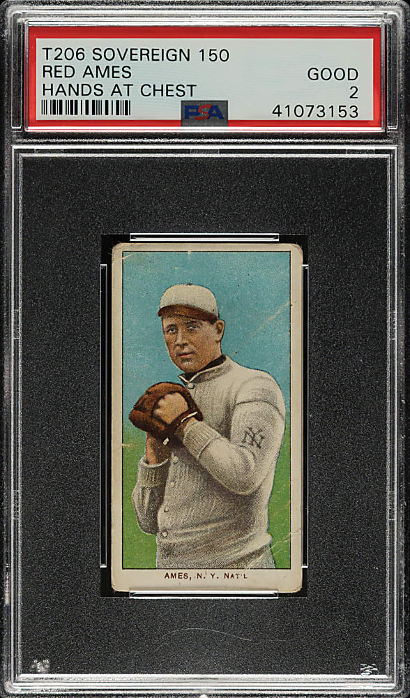 1909-1911 T206 White Border Red Ames Hands at Chest PSA GOOD 2 - Sovereign 150 Back