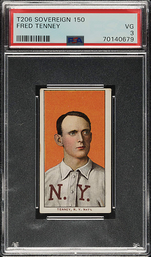 1909-1911 T206 White Border Fred Tenney PSA VG 3 - Sovereign 150 Back