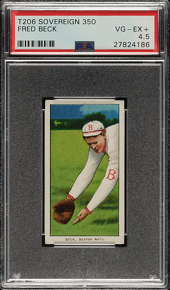 1909-1911 T206 White Border Fred Beck PSA VG-EX+ 4.5 - Sovereign 350 Back