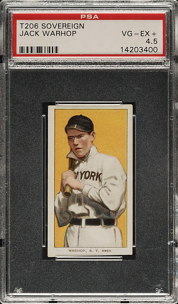 1909-1911 T206 White Border Jack Warhop PSA VG-EX+ 4.5 - Sovereign 350 Back
