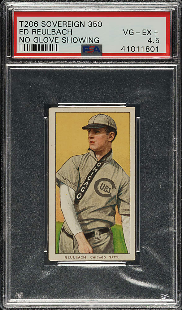 1909-1911 T206 White Border Ed Reulbach No Glove Showing PSA VG-EX+ 4.5 - Sovereign 350 Back