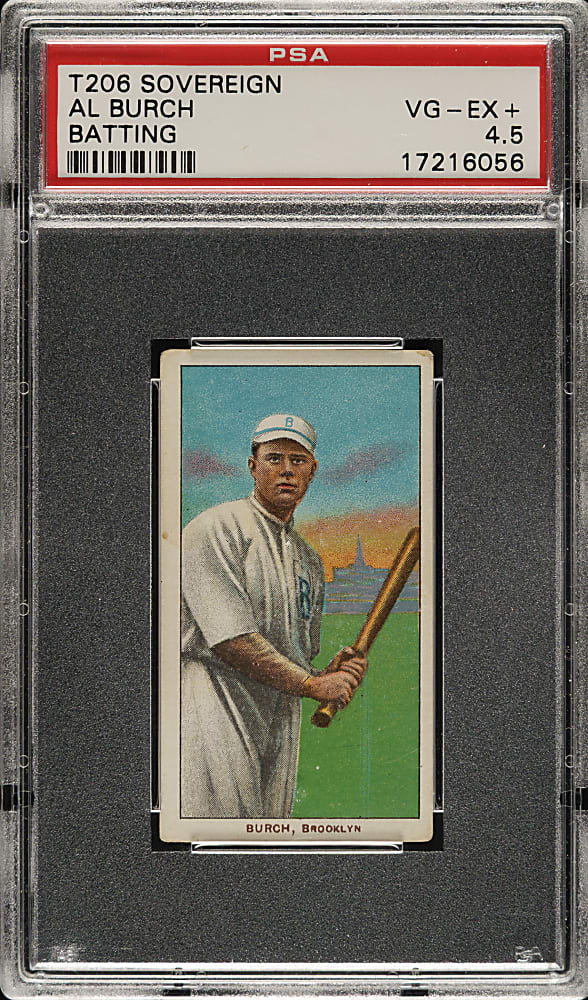 1909-1911 T206 White Border Al Burch Batting PSA VG-EX+ 4.5 - Sovereign 150 Back