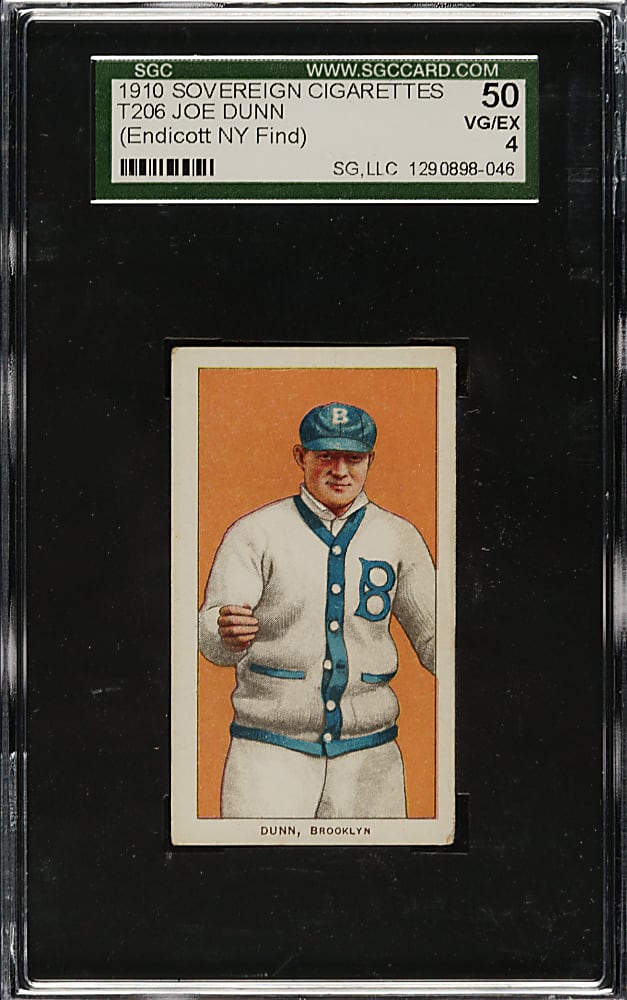 1909-1911 T206 White Border Joe Dunn SGC VG/EX 50 - Sovereign 350 Back