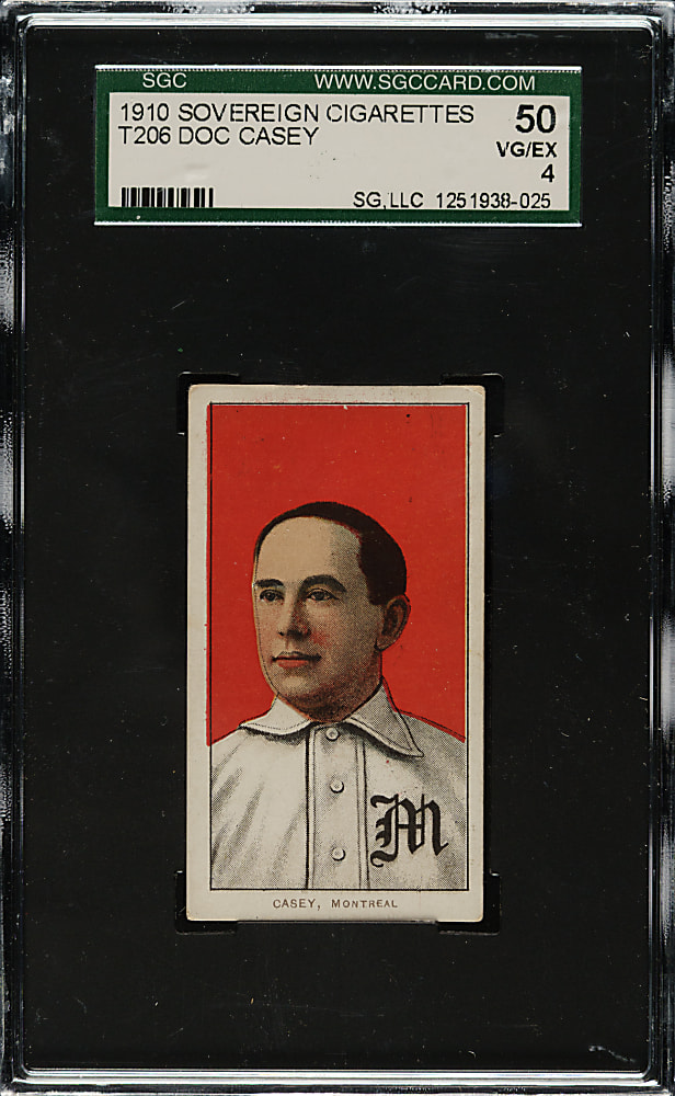 1909-1911 T206 White Border Doc Casey SGC VG/EX 50 - Sovereign 350 Back
