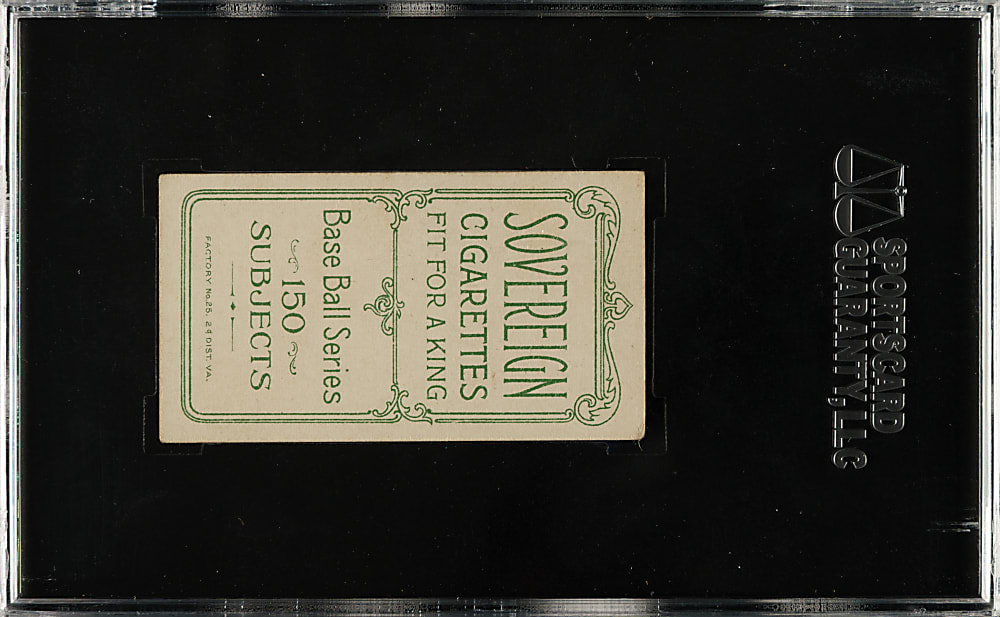 1909-1911 T206 White Border Barney Pelty Horizontal SGC VG/EX 50 - Sovereign 150 Back
