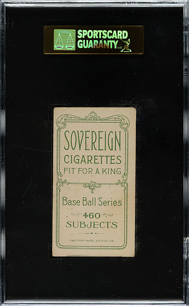 1909-1911 T206 White Border Rube Oldring Batting SGC VG/EX 50 - Sovereign 460 Back