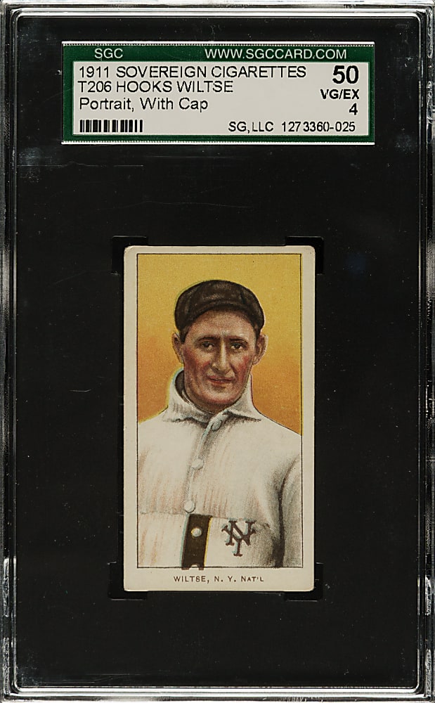 1909-1911 T206 White Border Hooks Wiltse Portrait with Cap SGC VG/EX 50 - Sovereign 460 Back