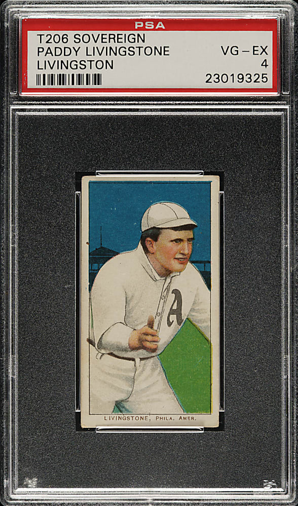 1909-1911 T206 White Border Paddy Livingstone PSA VG-EX 4 - Sovereign 350 Back