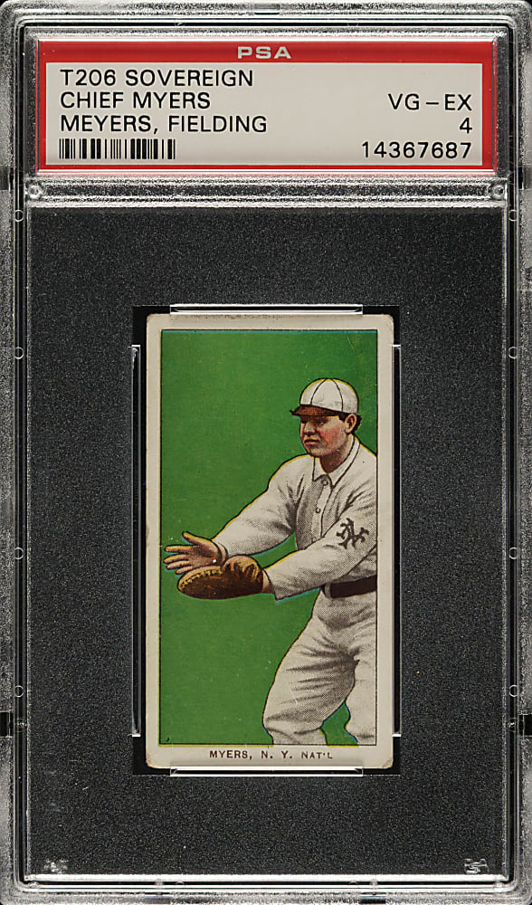 1909-1911 T206 White Border Chief Myers Fielding PSA VG-EX 4 - Sovereign 350 Back