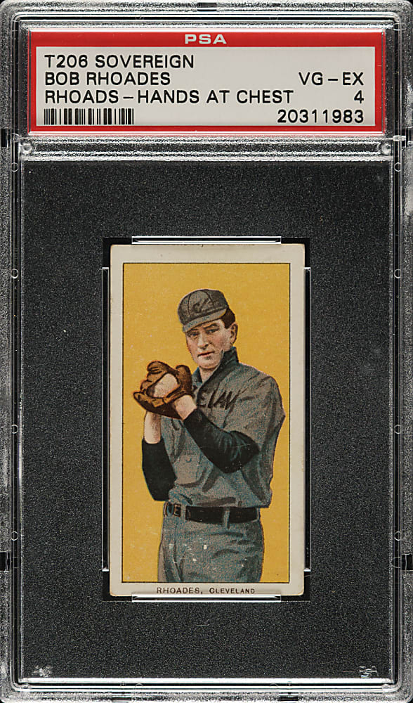1909-1911 T206 White Border Bob Rhoades Hands at Chest PSA VG-EX 4 - Sovereign 350 Back