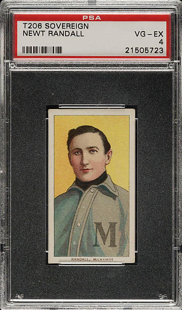 1909-1911 T206 White Border Newt Randall PSA VG-EX 4 - Sovereign 350 Back