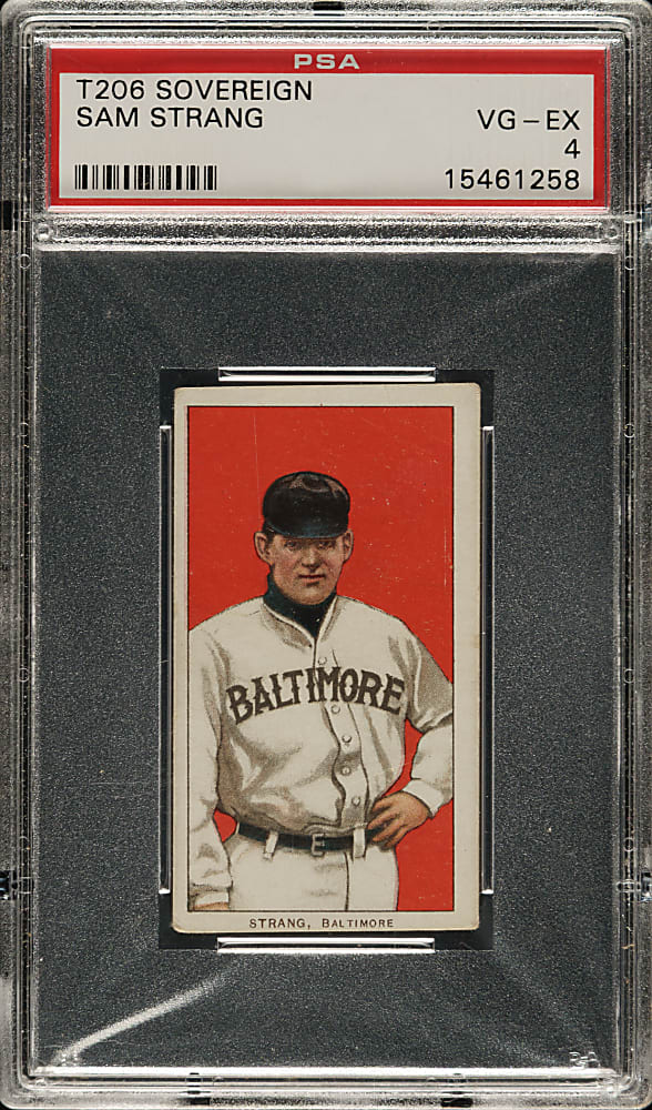 1909-1911 T206 White Border Sam Strang PSA VG-EX 4 - Sovereign 350 Back