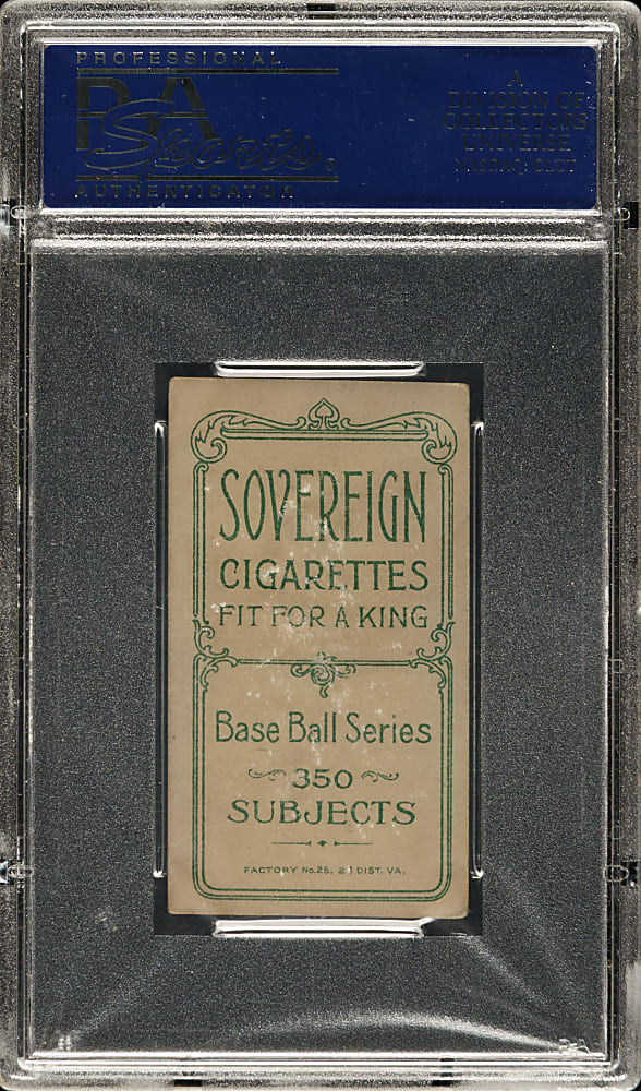 1909-1911 T206 White Border Sam Strang PSA VG-EX 4 - Sovereign 350 Back