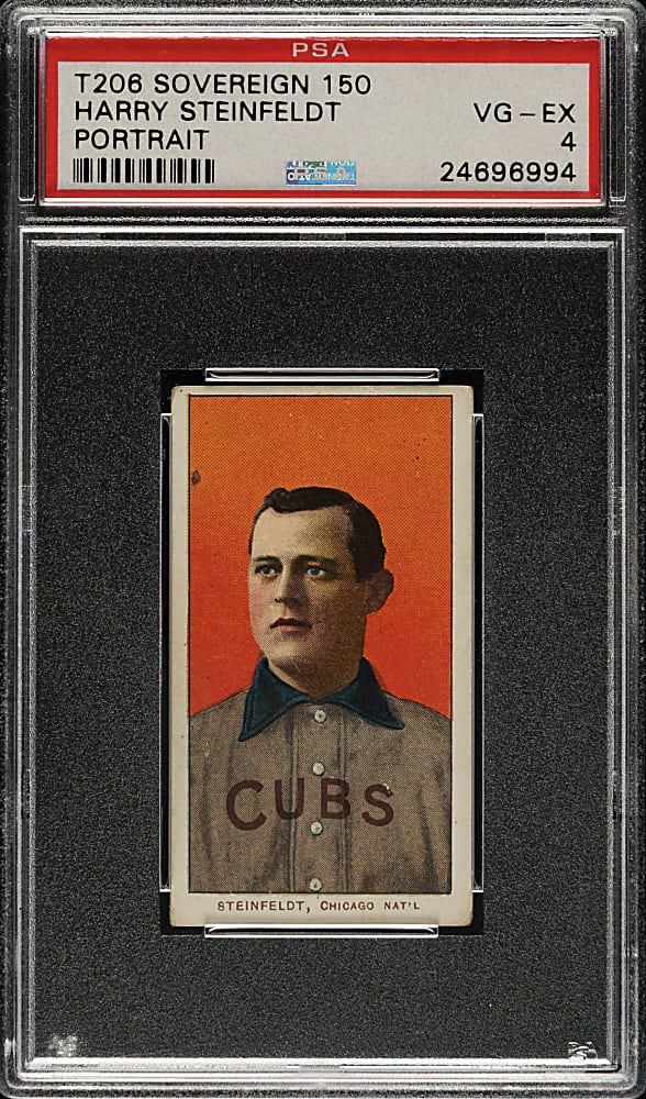 1909-1911 T206 White Border Harry Steinfeldt Portrait PSA VG-EX 4 - Sovereign 150 Back