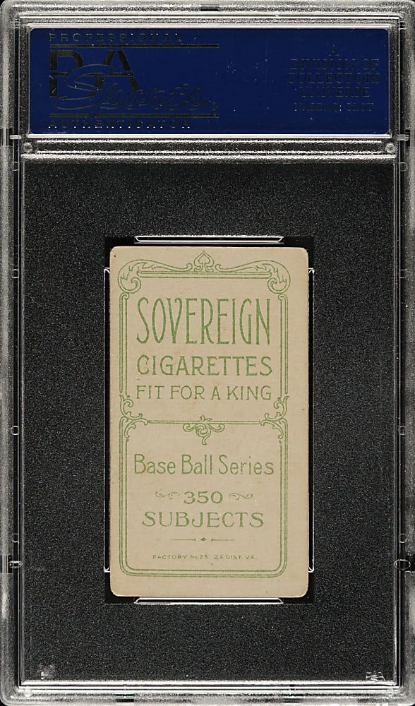 1909-1911 T206 White Border Kaiser Wilhelm with Bat PSA VG-EX 4 - Sovereign 350 Back