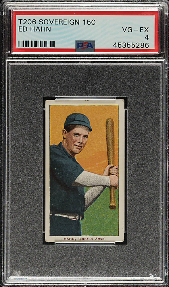 1909-1911 T206 White Border Ed Hahn PSA VG-EX 4 - Sovereign 150 Back