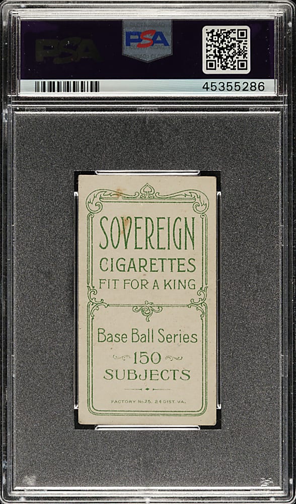 1909-1911 T206 White Border Ed Hahn PSA VG-EX 4 - Sovereign 150 Back
