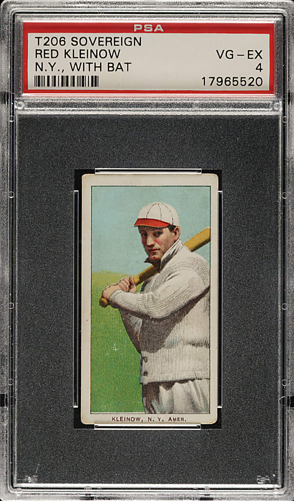 1909-1911 T206 White Border Red Kleinow New York with Bat PSA VG-EX 4 - Sovereign 150 Back