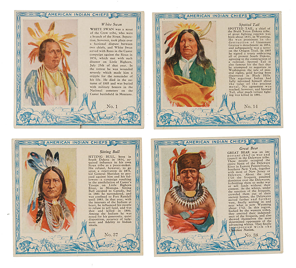 1954 T129 Red Man Tobacco "American Indian Chiefs" Complete Set (40)