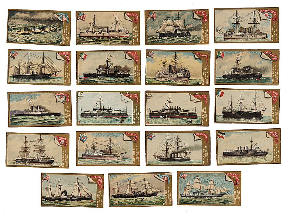 1889 N226 Kinney Bros. "Naval Vessels of the World" Near-Complete Set (21/25)
