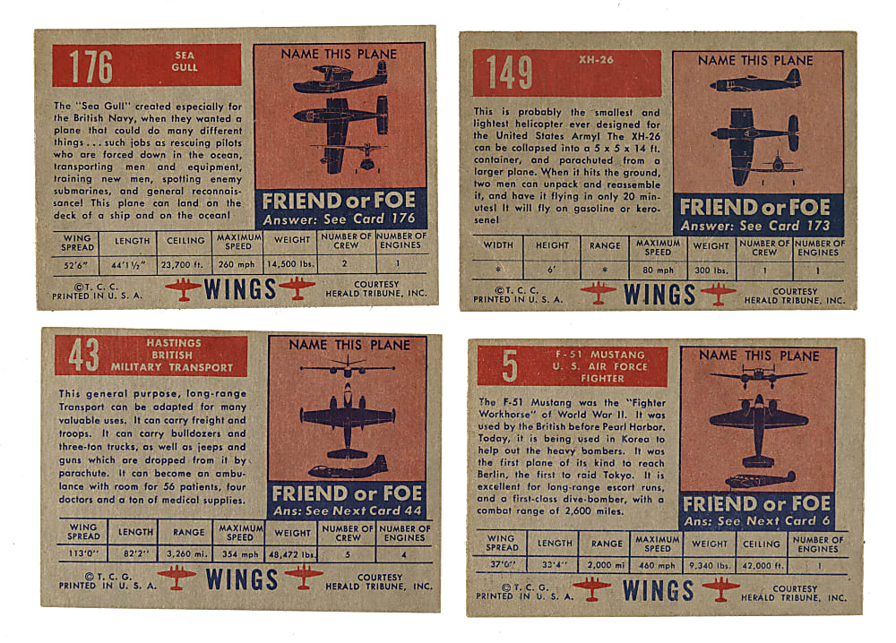 1953 Topps "Wings" Complete Set (200)