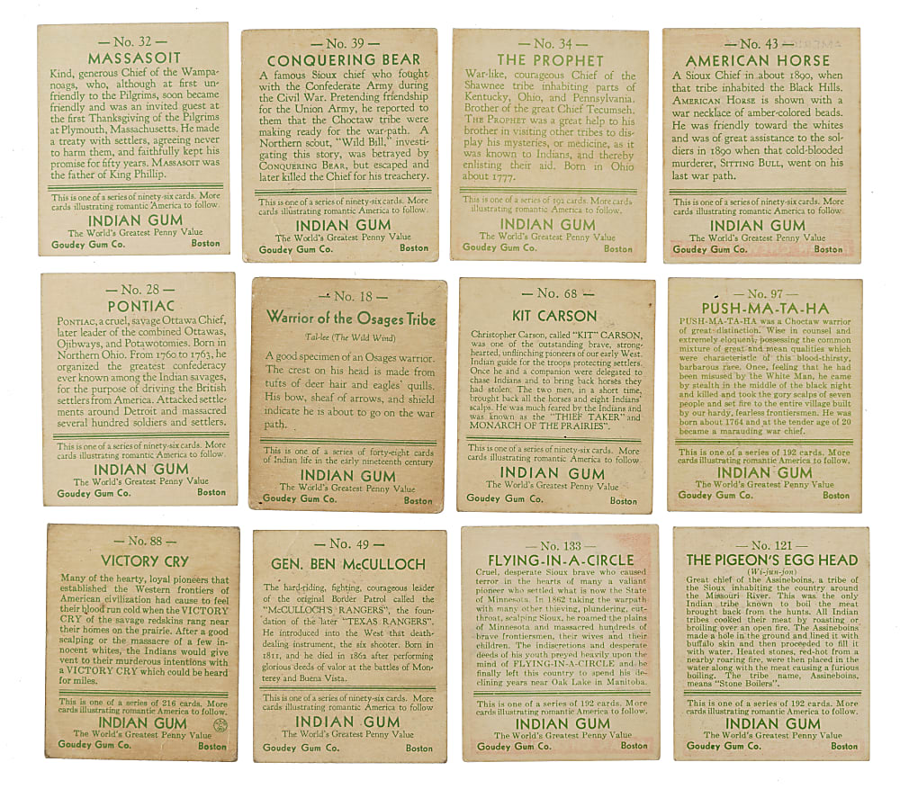 1933 R73 Goudey "Indian Gum" Collection (75)