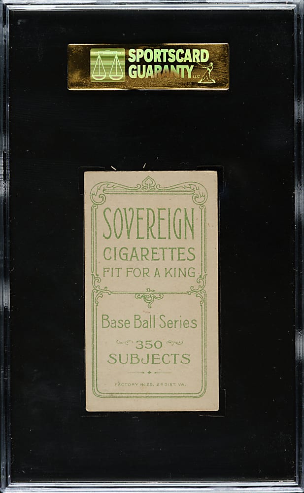 1909-1911 T206 White Border Cy Seymour Throwing SGC EX+ 70 - Sovereign 350 Back