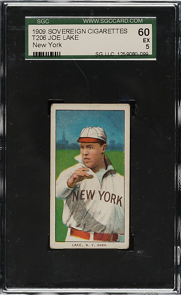 1909-1911 T206 White Border Joe Lake New York SGC EX 60 - Sovereign 150 Back
