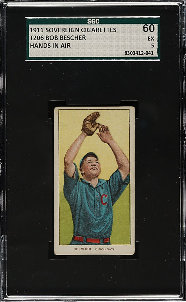 1909-1911 T206 White Border Bob Bescher Hands in Air SGC EX 60 - Sovereign 460 Back
