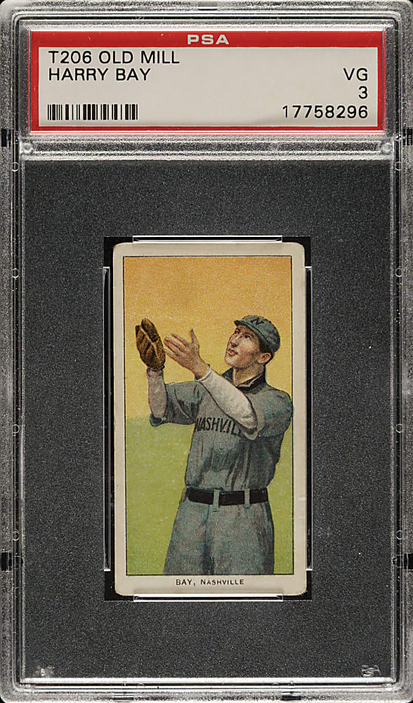 1909-1911 T206 White Border Harry Bay Southern Leaguer PSA VG 3 - Old Mill Back
