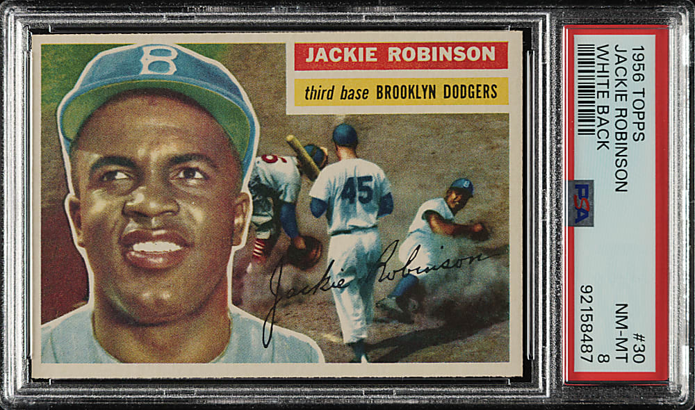 1956 Topps #30 Jackie Robinson White Back PSA NM-MT 8