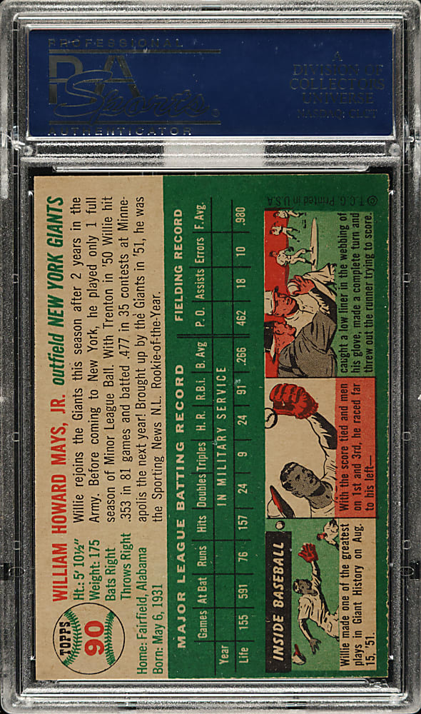 1954 Topps #90 Willie Mays PSA NM-MT 8 (MBA Silver Diamond)