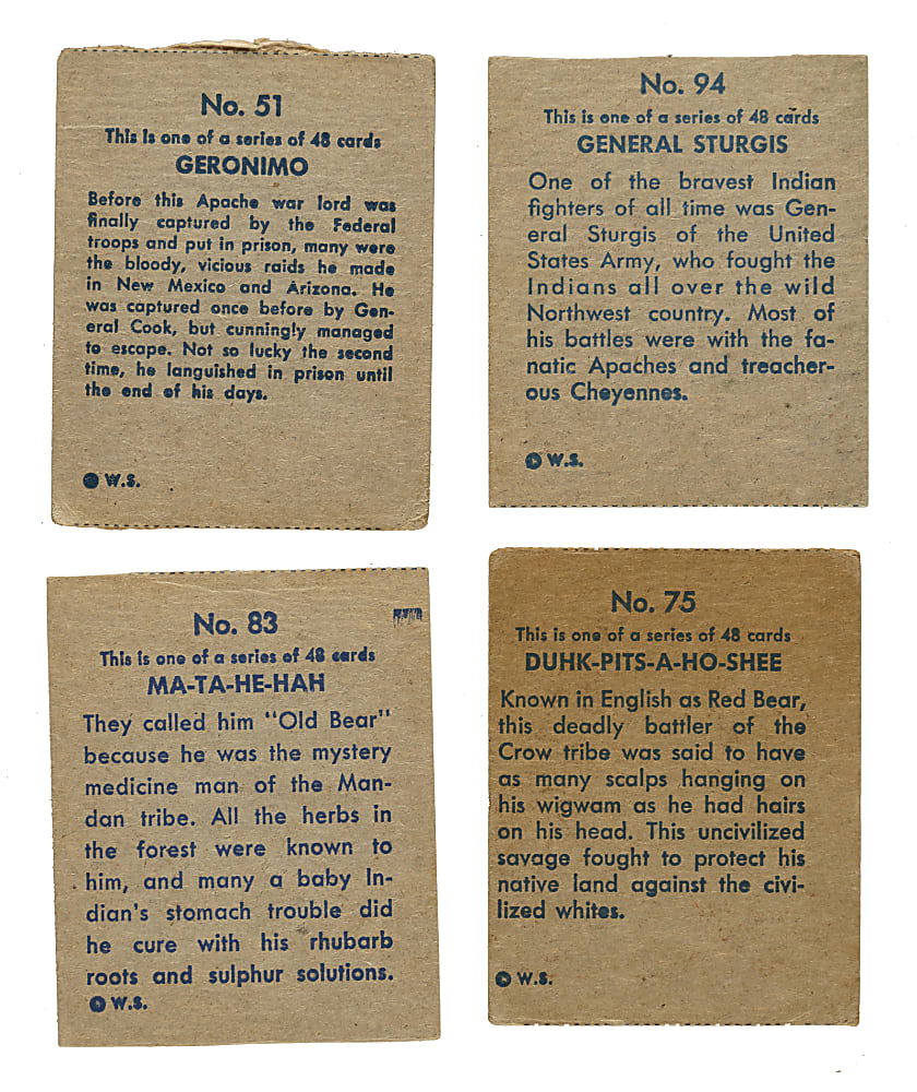 1930s R185 W.S. "Indian and Western" Complete Set Pair (2 Sets, 96 Cards)