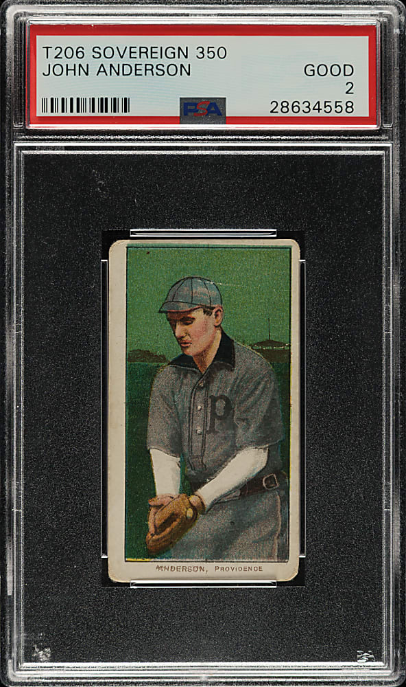 1909-1911 T206 White Border John Anderson PSA GOOD 2 - Sovereign 350 Back - Interesting Printing Anomaly - Double-Strike Name