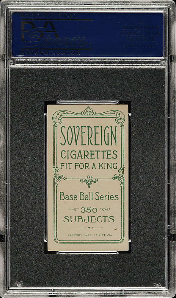 1909-1911 T206 White Border Cy Seymour Batting PSA EX+ 5.5 - Sovereign 350 Back