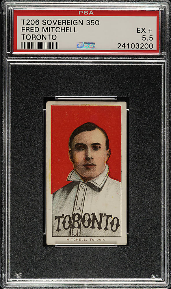 1909-1911 T206 White Border Fred Mitchell PSA EX+ 5.5 - Sovereign 350 Back