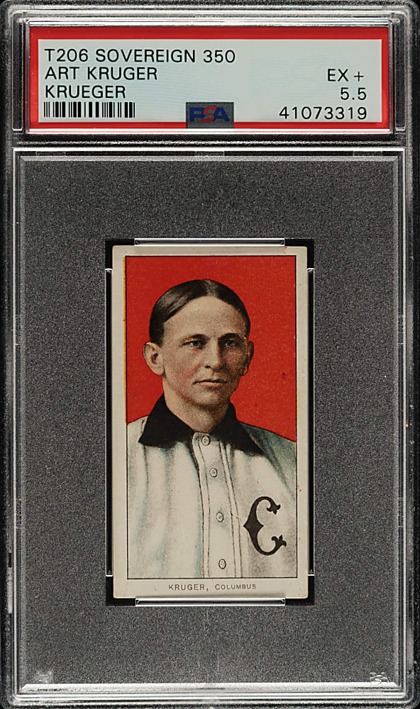 1909-1911 T206 White Border Otto Kruger PSA EX+ 5.5 - Sovereign 350 Back