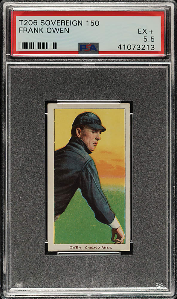 1909-1911 T206 White Border Frank Owen PSA EX+ 5.5 - Sovereign 150 Back