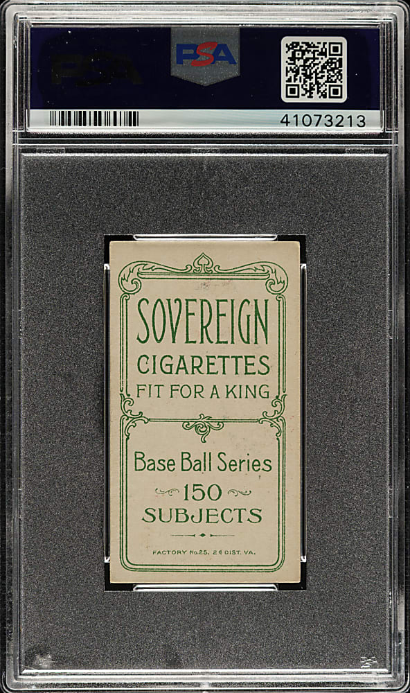 1909-1911 T206 White Border Frank Owen PSA EX+ 5.5 - Sovereign 150 Back