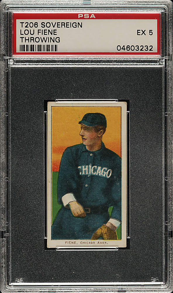 1909-1911 T206 White Border Lou Fiene Throwing PSA EX 5 - Sovereign 350 Back